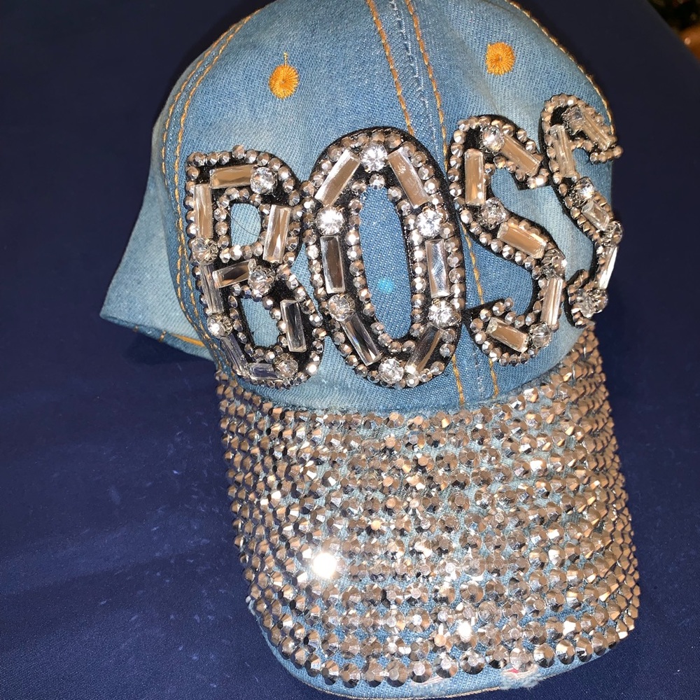 BOSS Crystal-Embellished Denim Baseball Cap - Blue